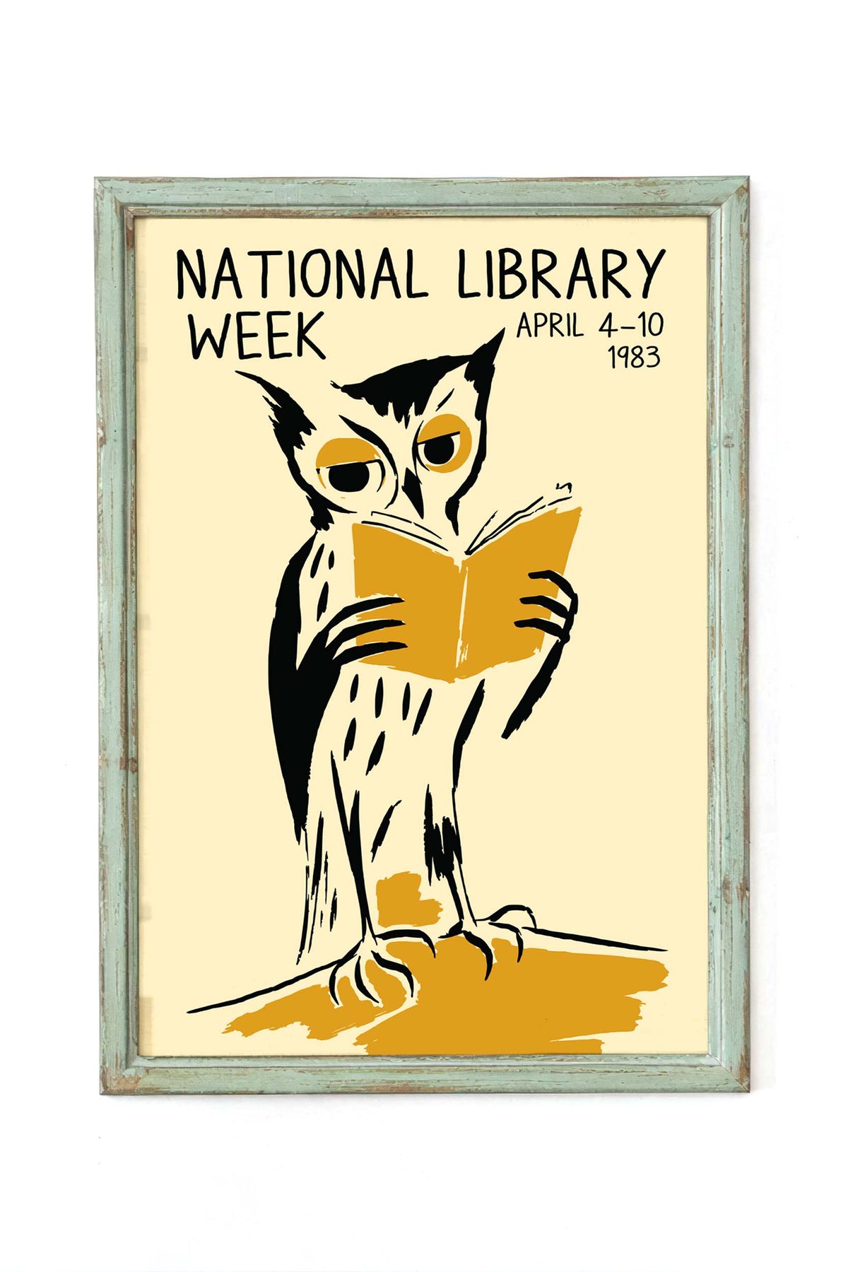 National Library Week Owl Reading Print