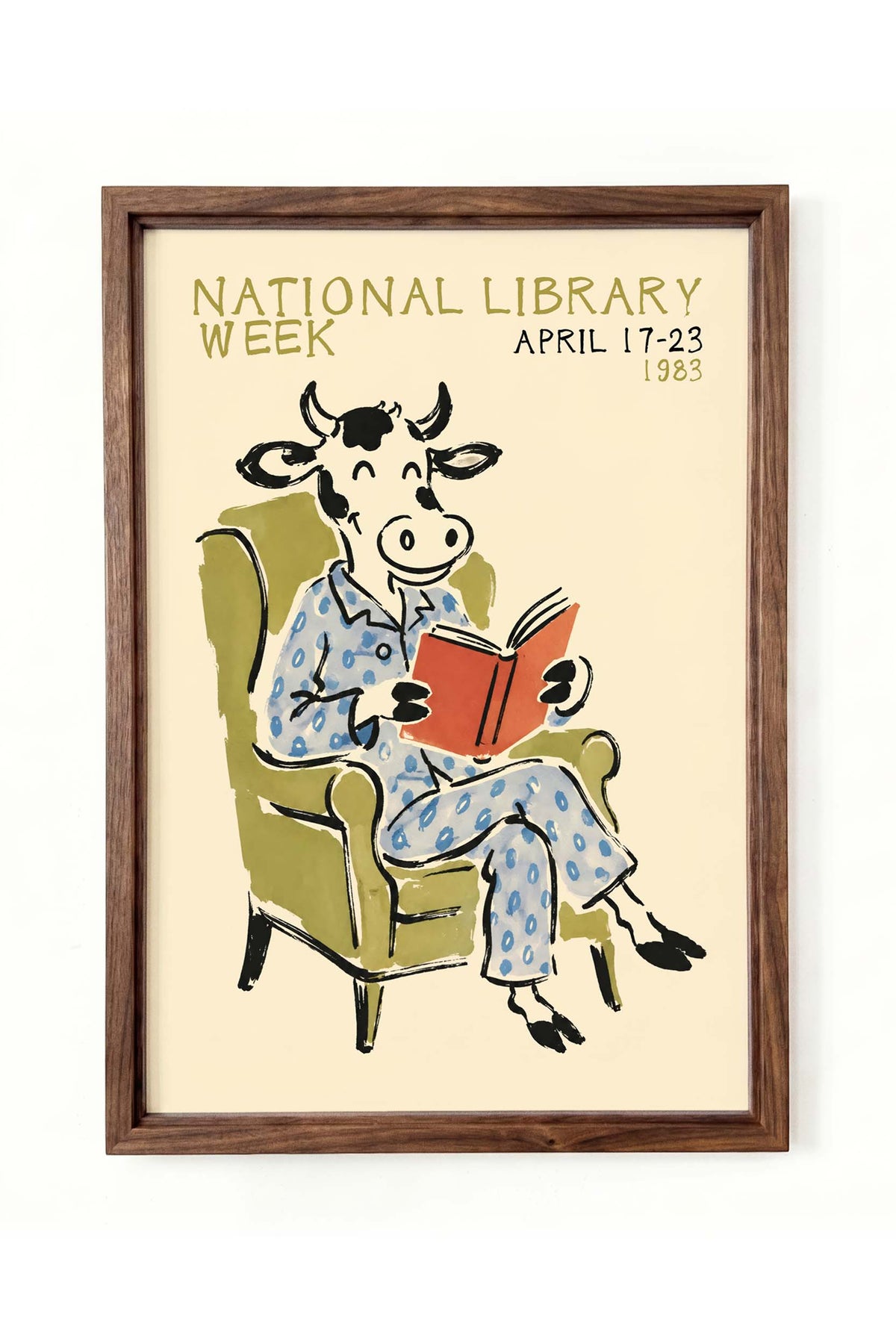 National Library Week Cow Reading Poster