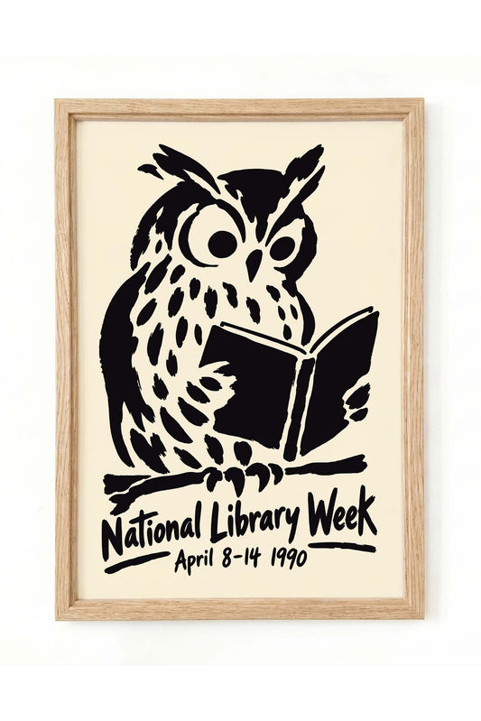 Owl Reading Library Poster