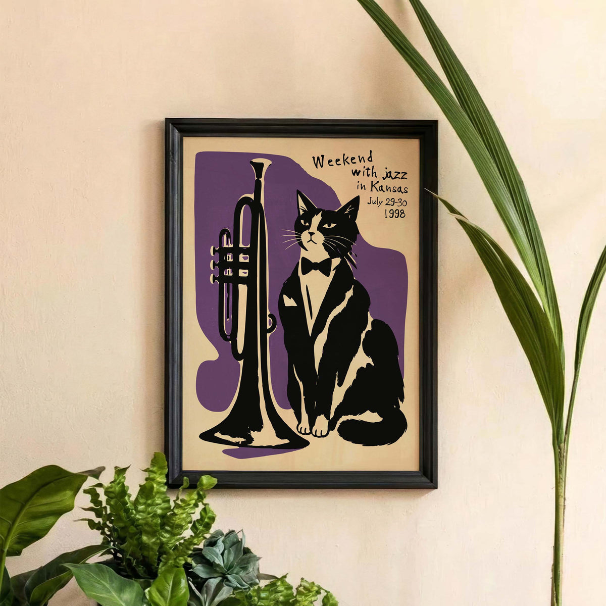Kansas Jazz Cat Tuba Print