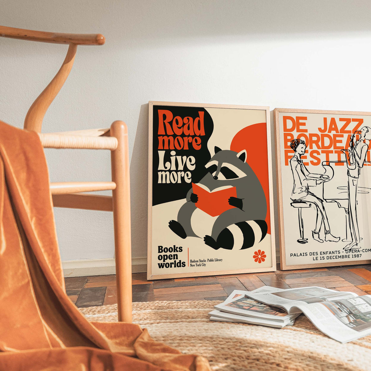 Raccoon Reading Book Wall Art