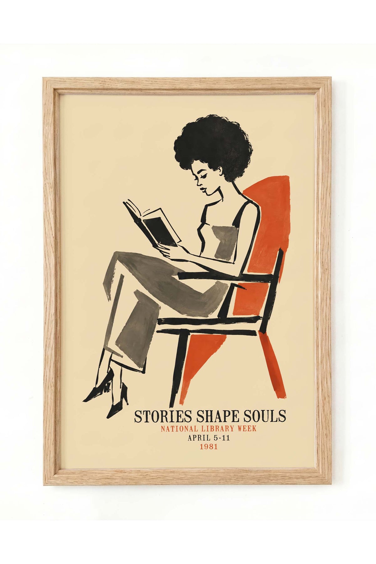 National Library Woman Reading Poster