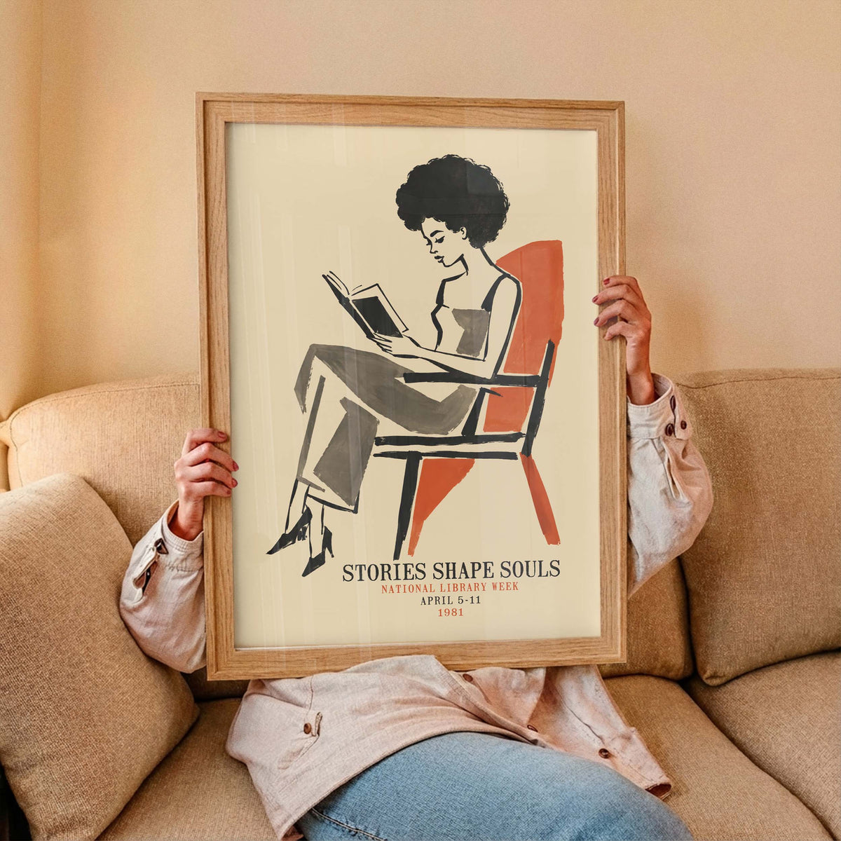 National Library Woman Reading Poster