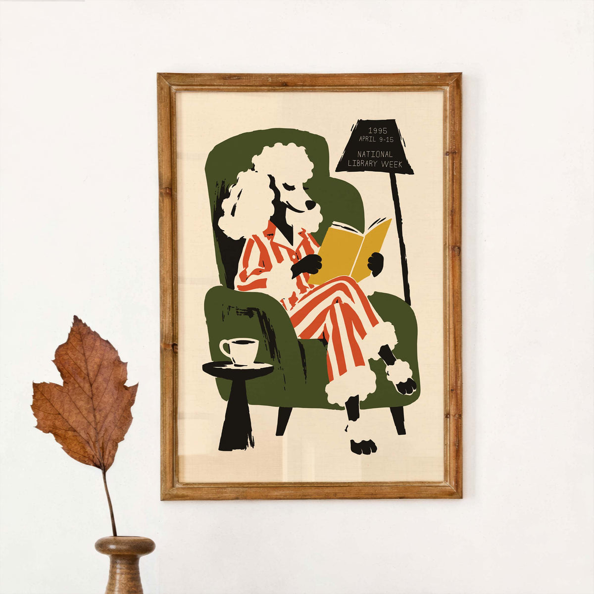 Reading Dog Library Poster Print