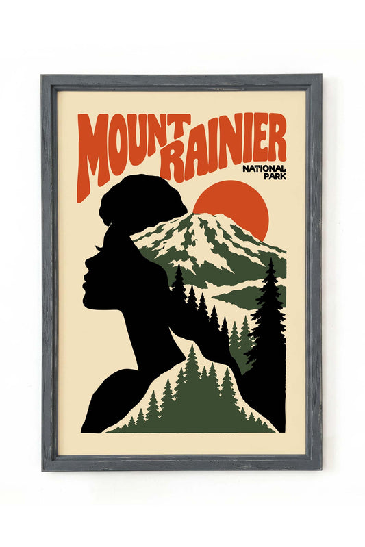 Mount Rainier Mountain Woman Print