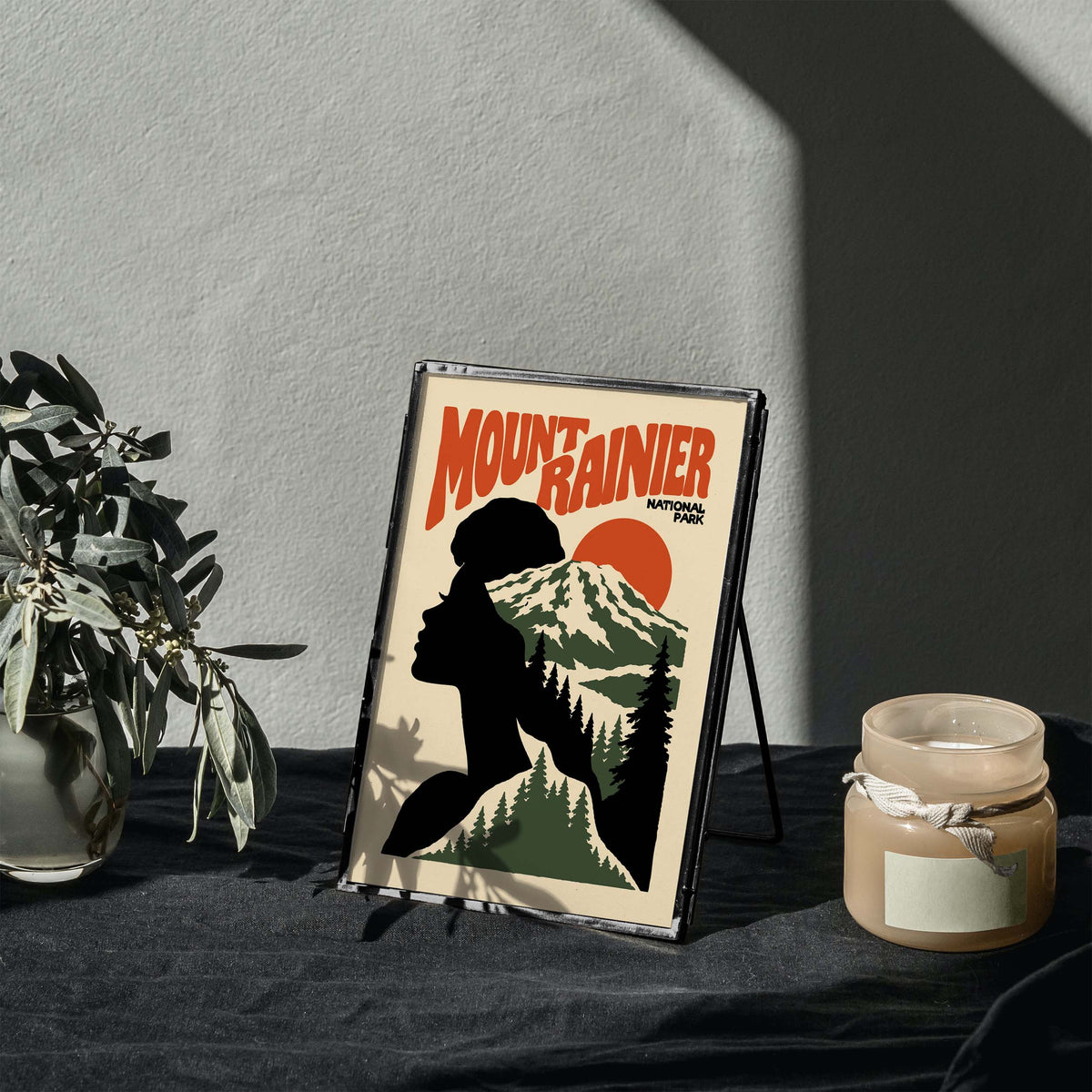 Mount Rainier Mountain Woman Print
