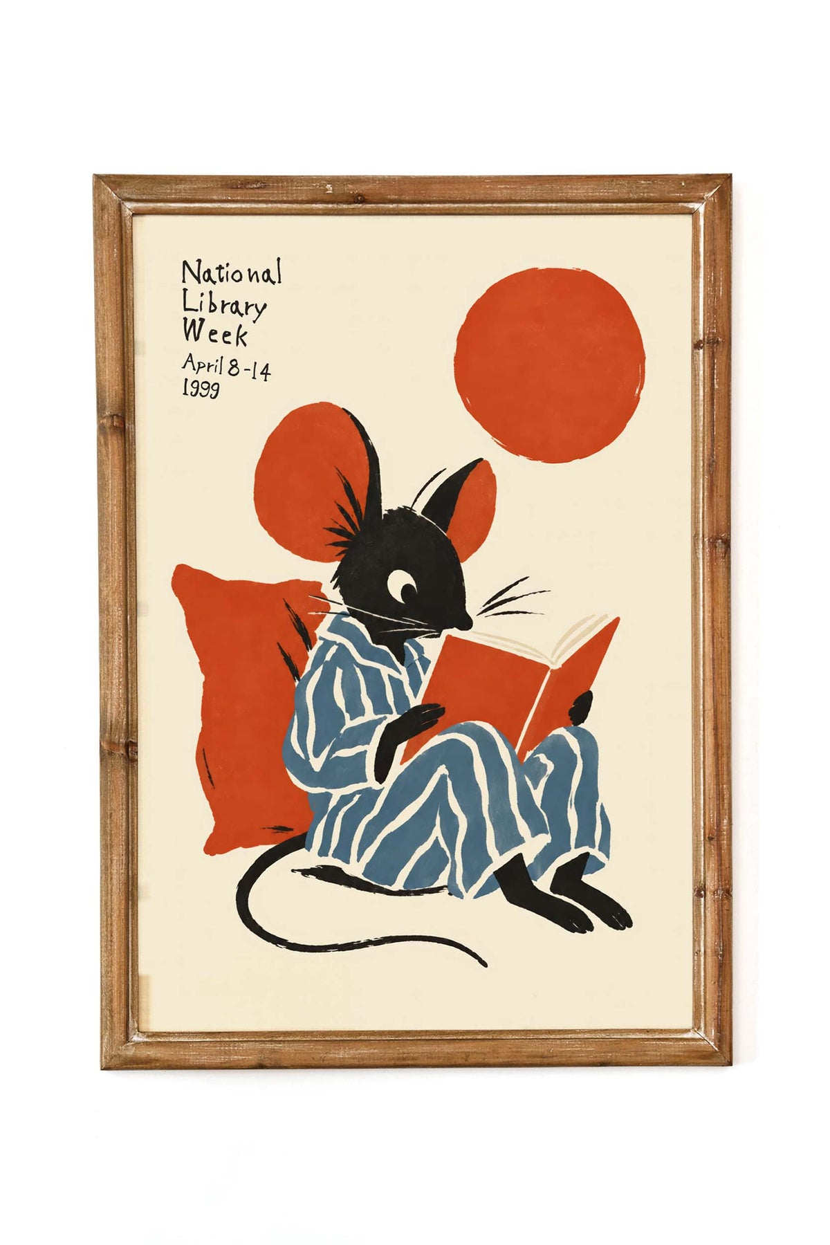 Reading Mouse Book Lover Wall Art Print