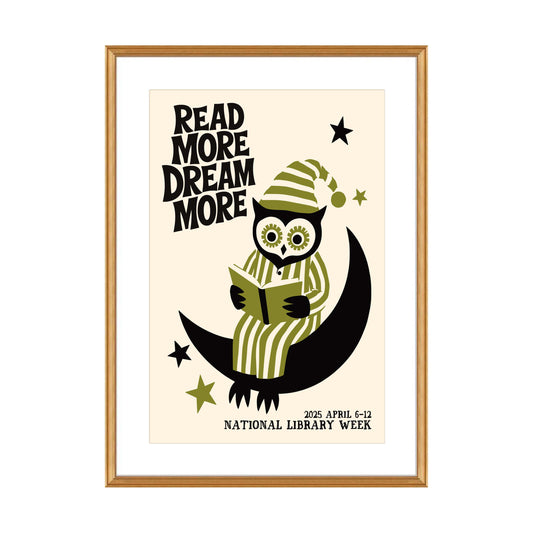 Plakat sowy z okazji Tygodnia Bibliotek Narodowych do czytelni