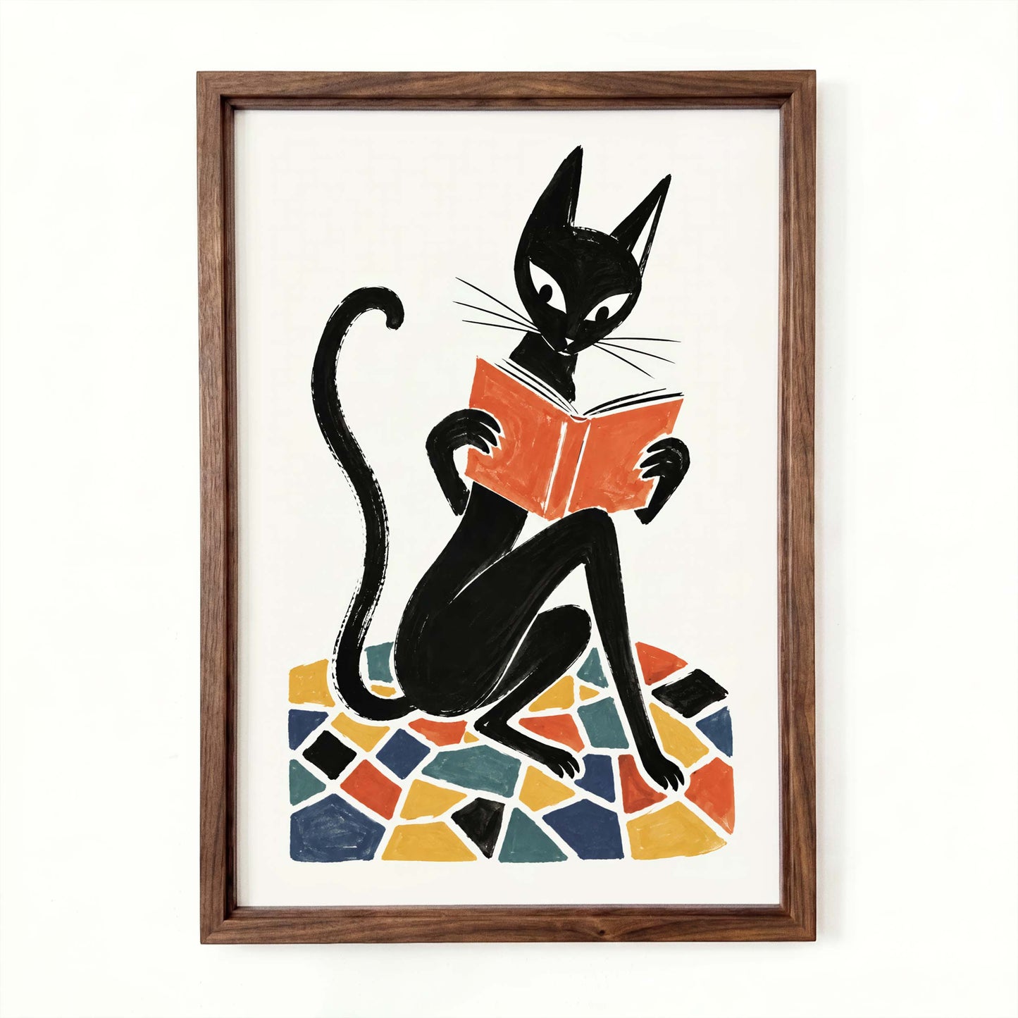Reading Cat Study Wall Art