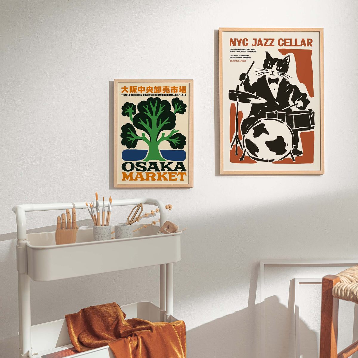 NYC Jazz Cat Drummer Poster