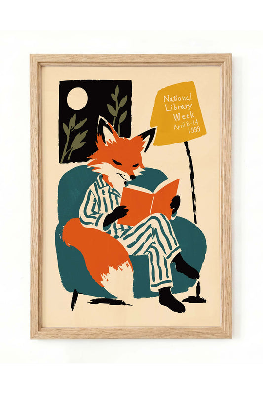 Reading Fox Library Poster Print