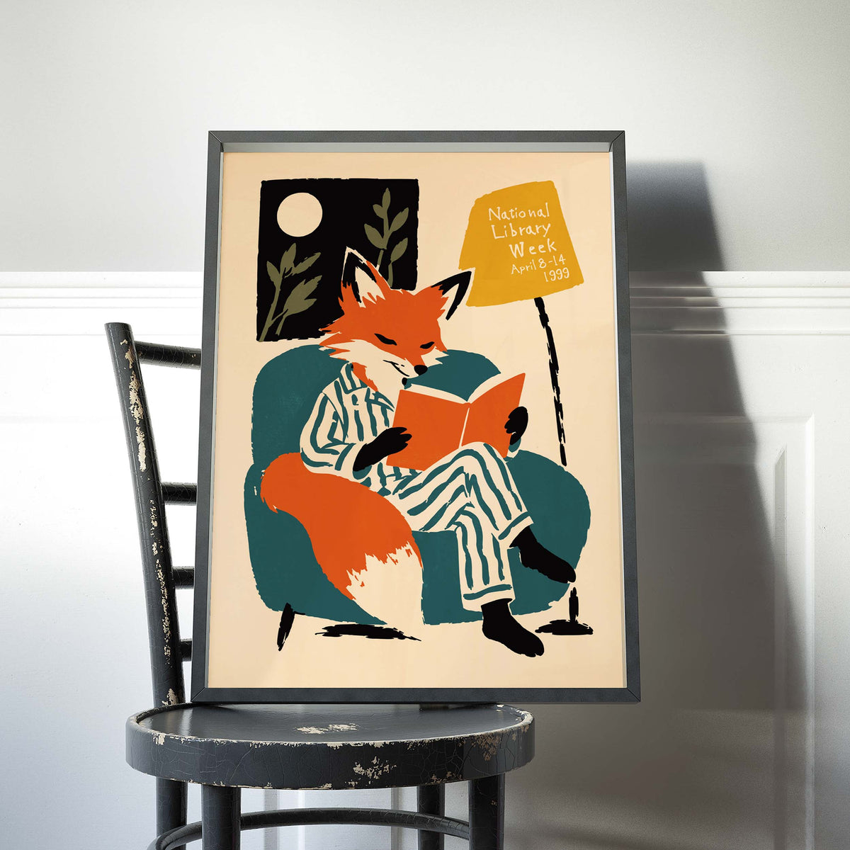 Reading Fox Library Poster Print