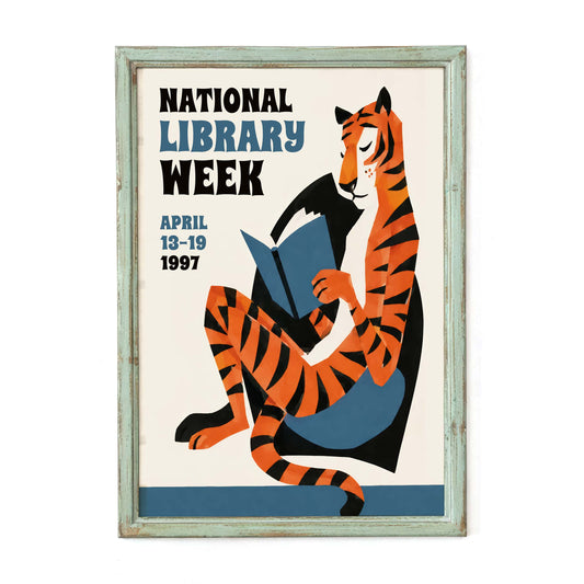 Plakat Tygrysa na Tydzień Bibliotek Narodowych