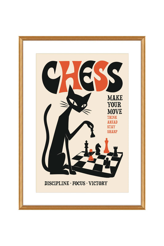 Chess Cat Wall Art Print