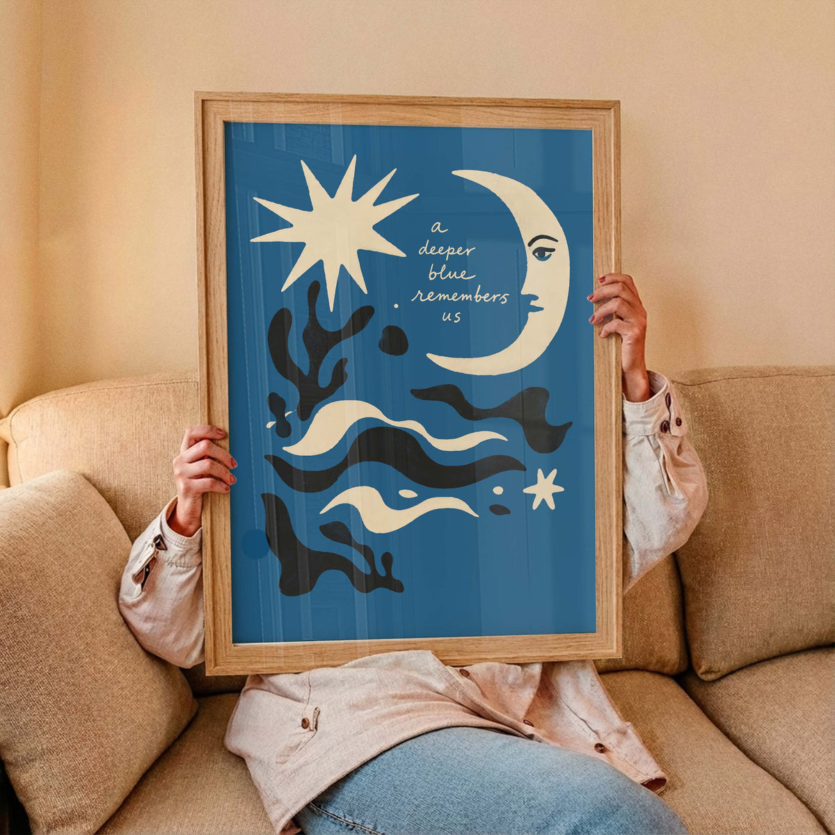 Moon Waves Celestial Poster