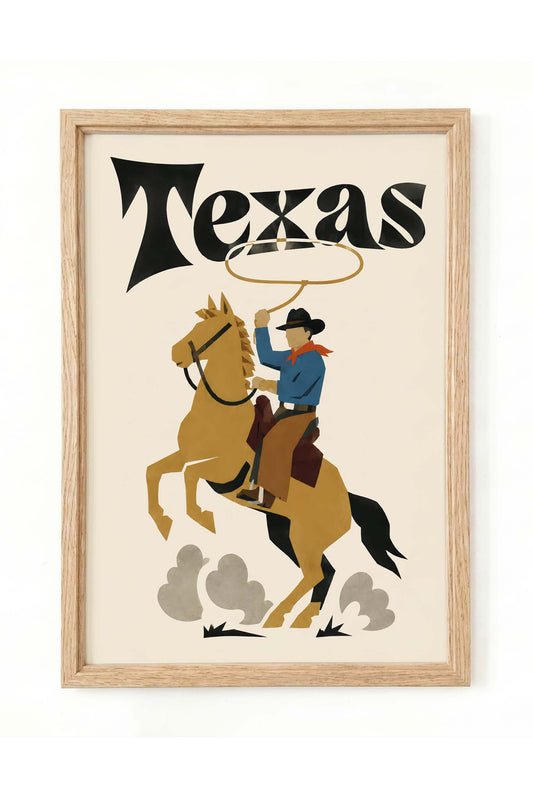 Texas Cowboy Horse Riding Poster Print