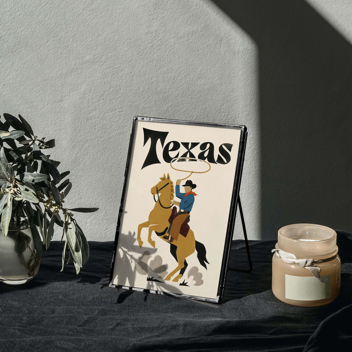 Texas Cowboy Horse Riding Poster Print