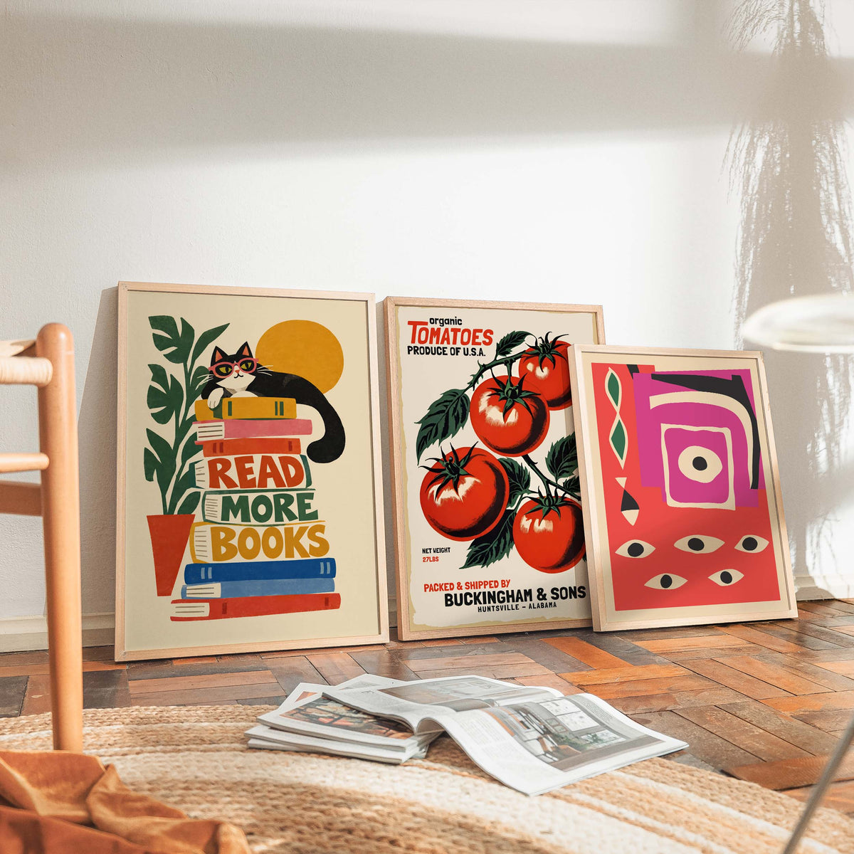Reading Cat Book Lover Wall Art