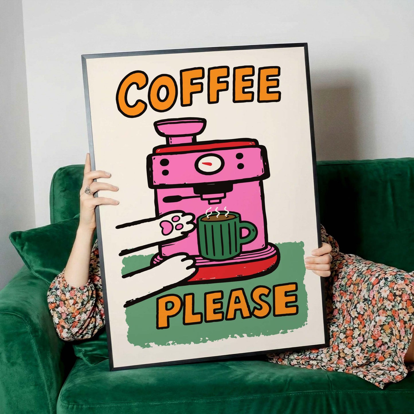 Coffee Please Cat Print