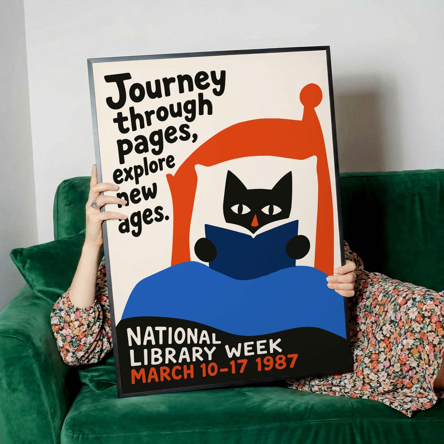 National Library Week Reading Cat Poster