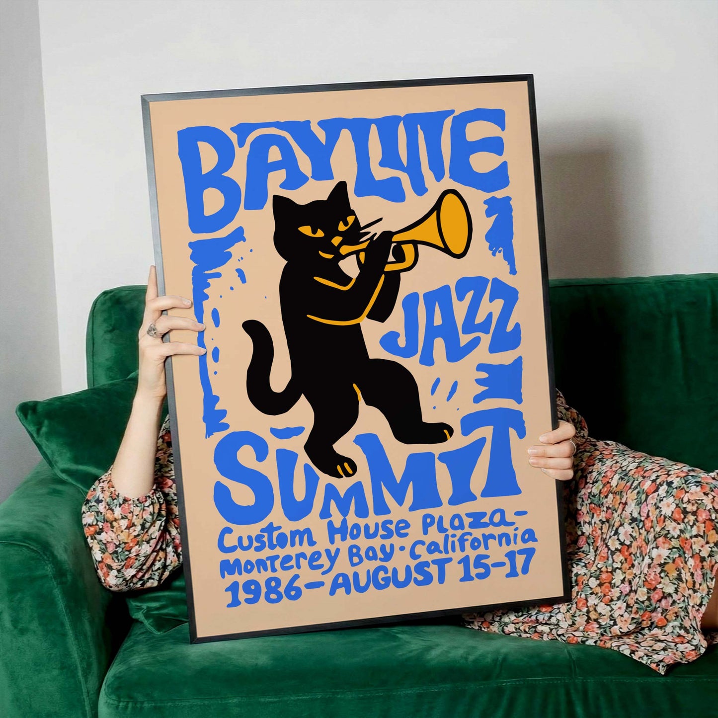Monterey Bay Jazz Cat Retro Festival Print