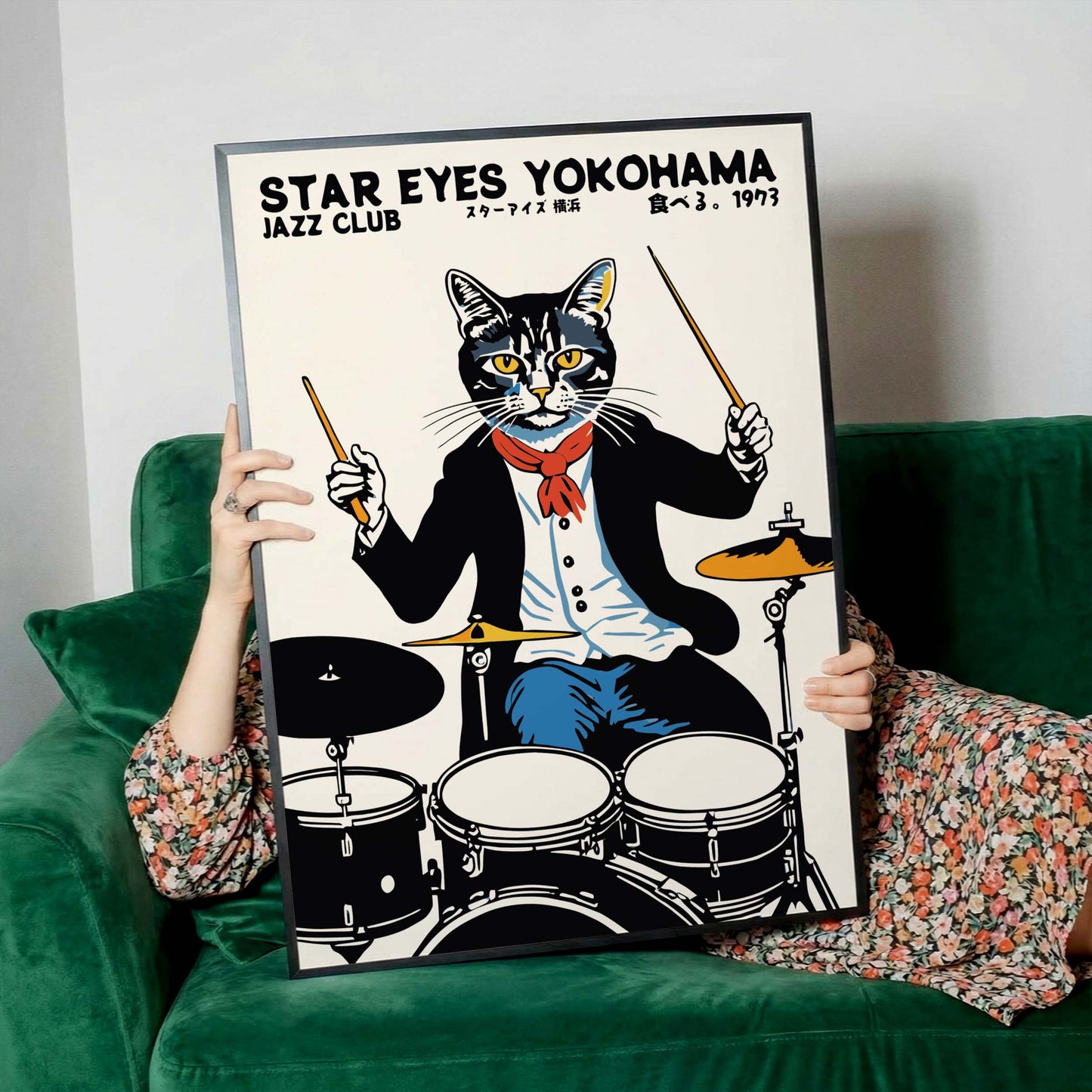 Yokohama Jazz Club Cat Poster Print