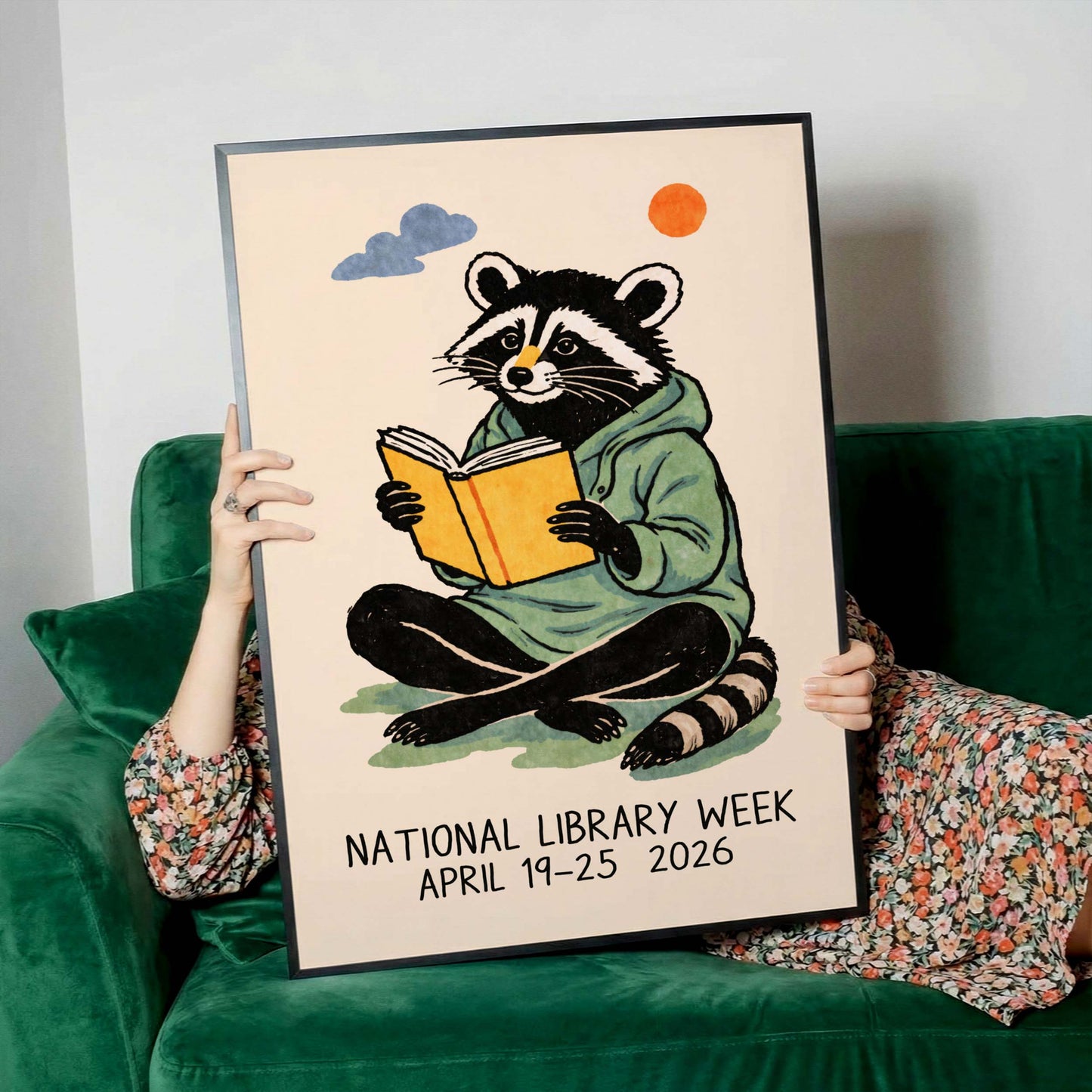 National Library Week Raccoon Poster
