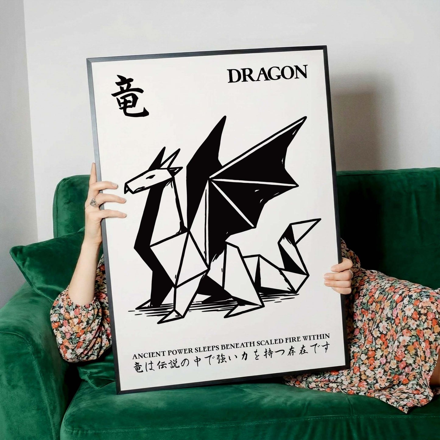 Japanese Origami Dragon Poster Print