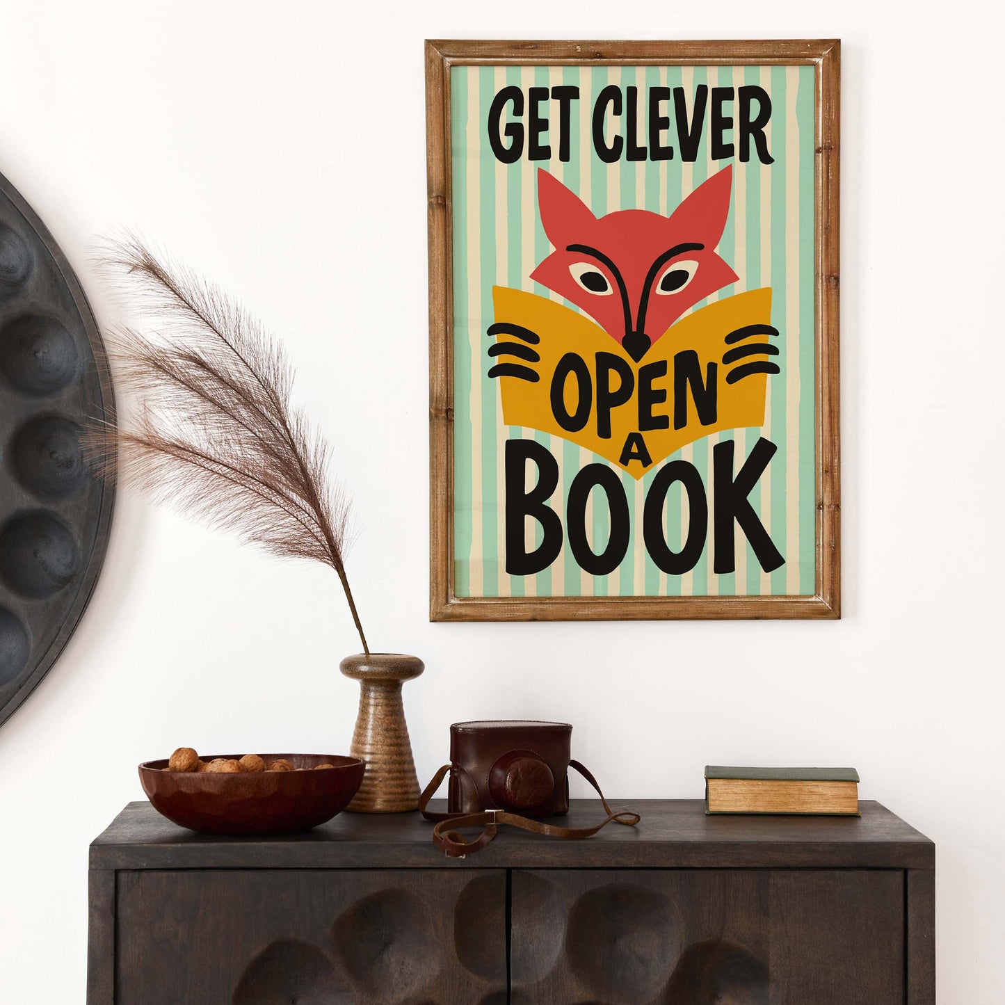 Clever Fox Reading Print Library Art