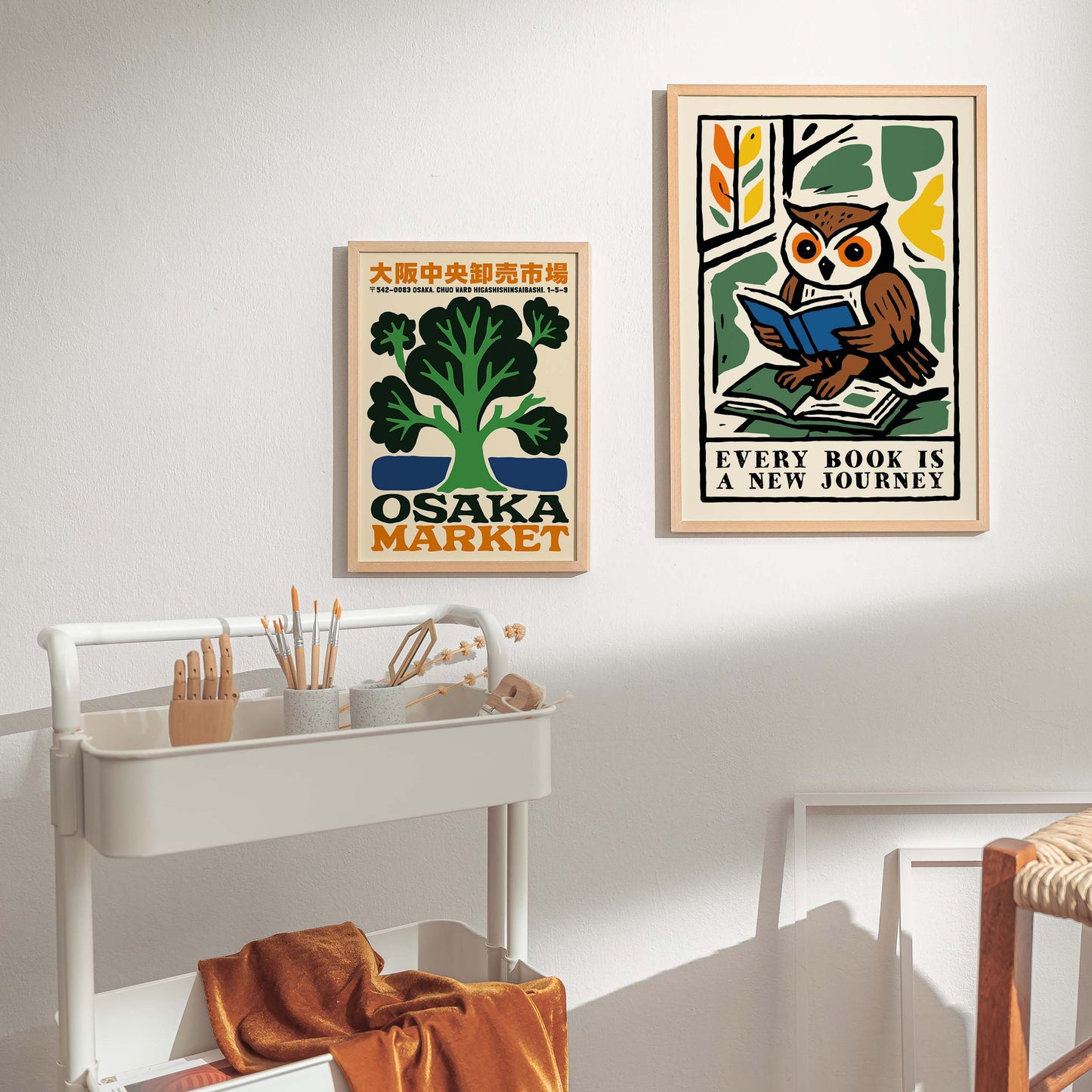 Owl Reading Book Poster Wall Art