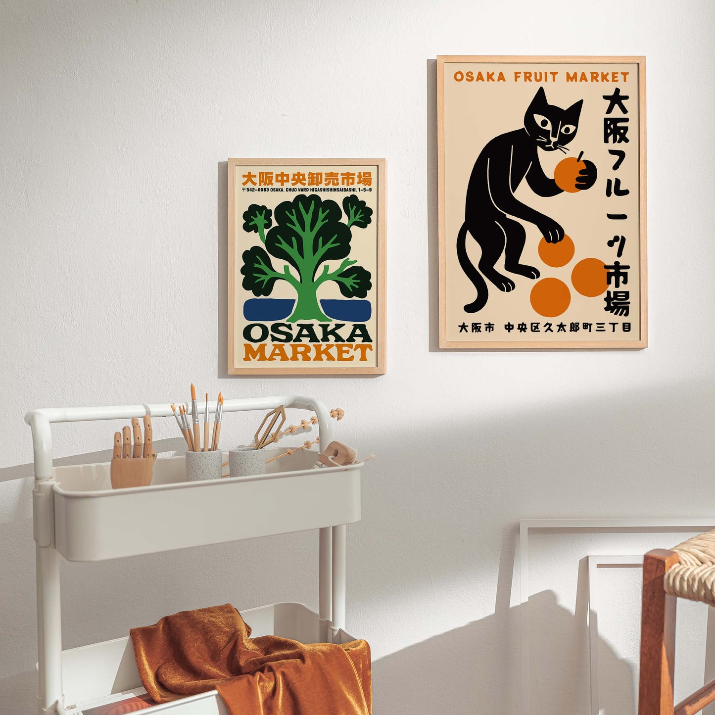Osaka Fruit Market Cat Poster Print