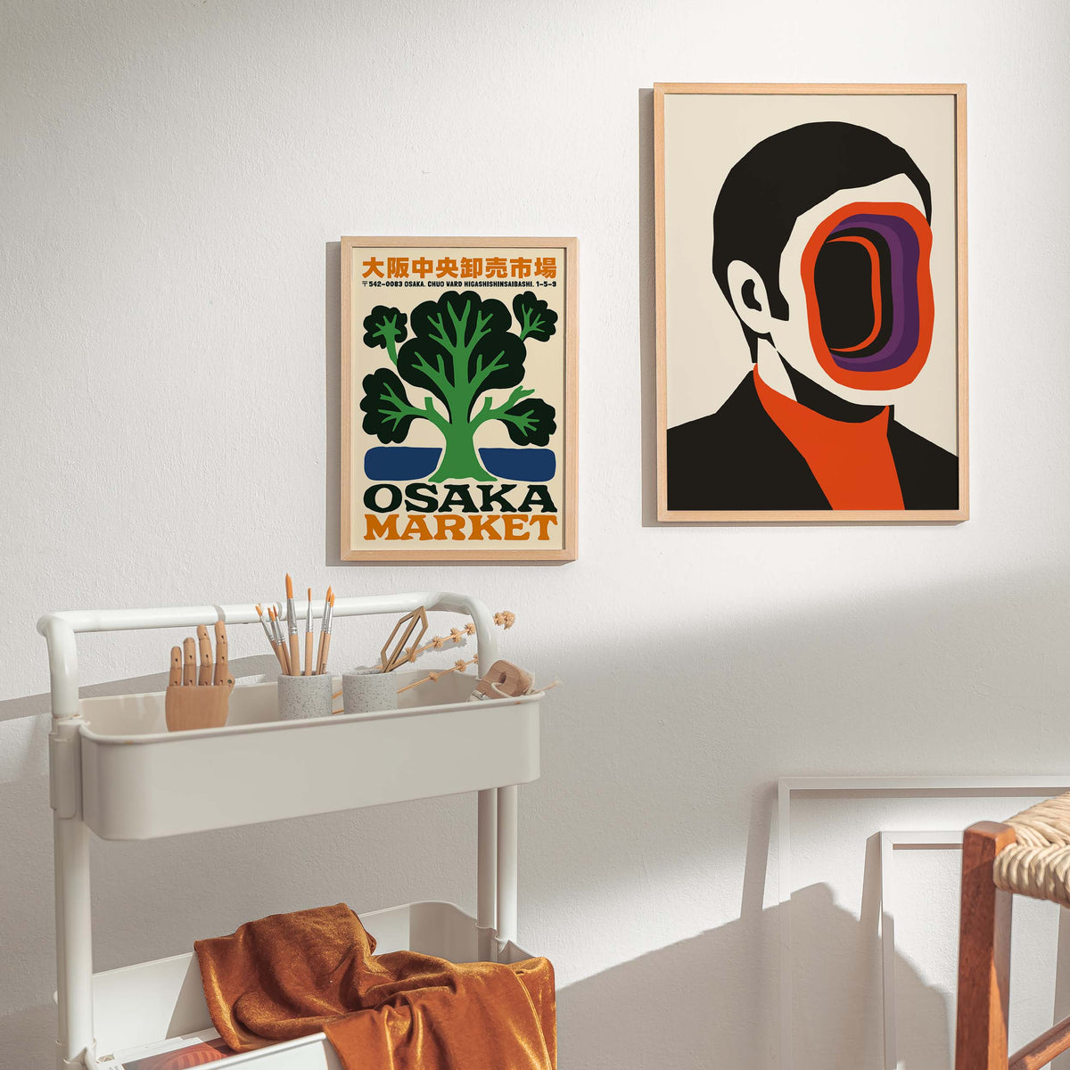 Abstract Portrait Print Living Room