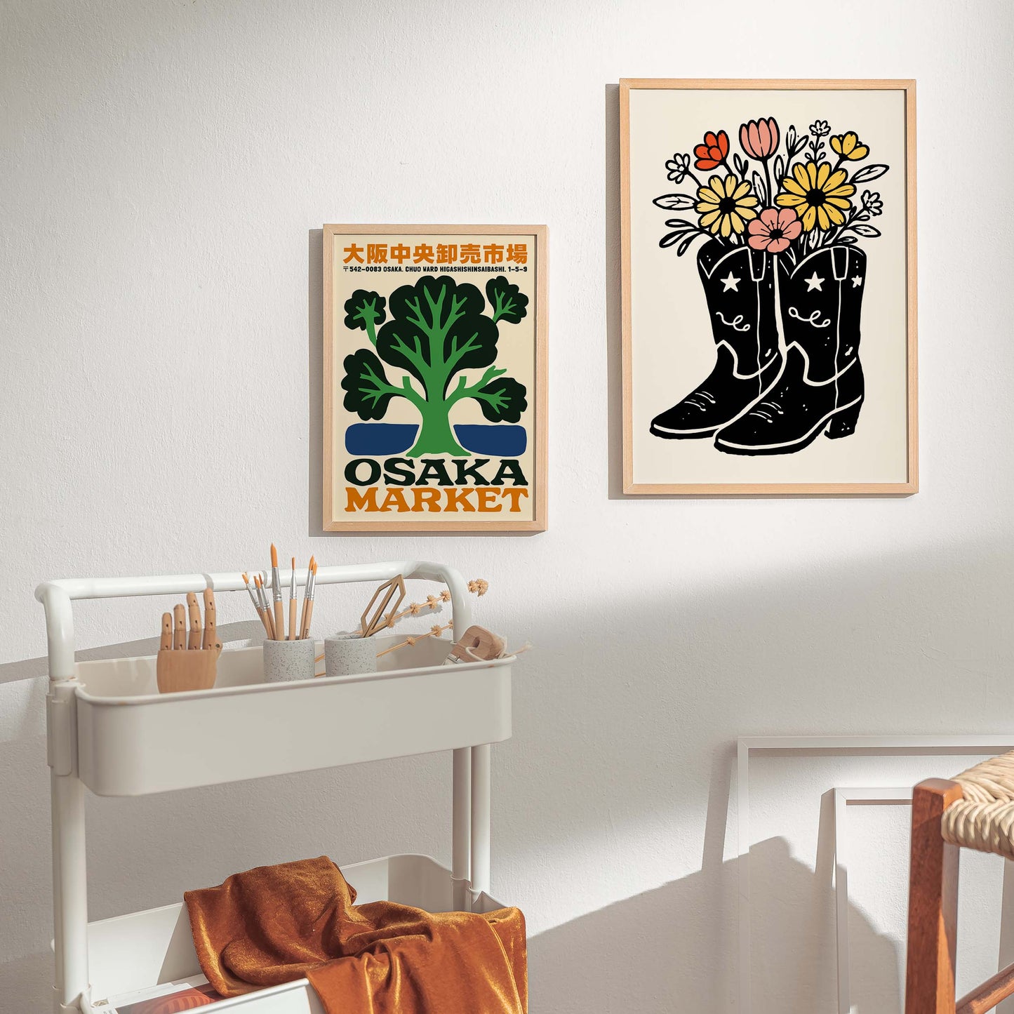 Cowboy Boots Floral Poster Print