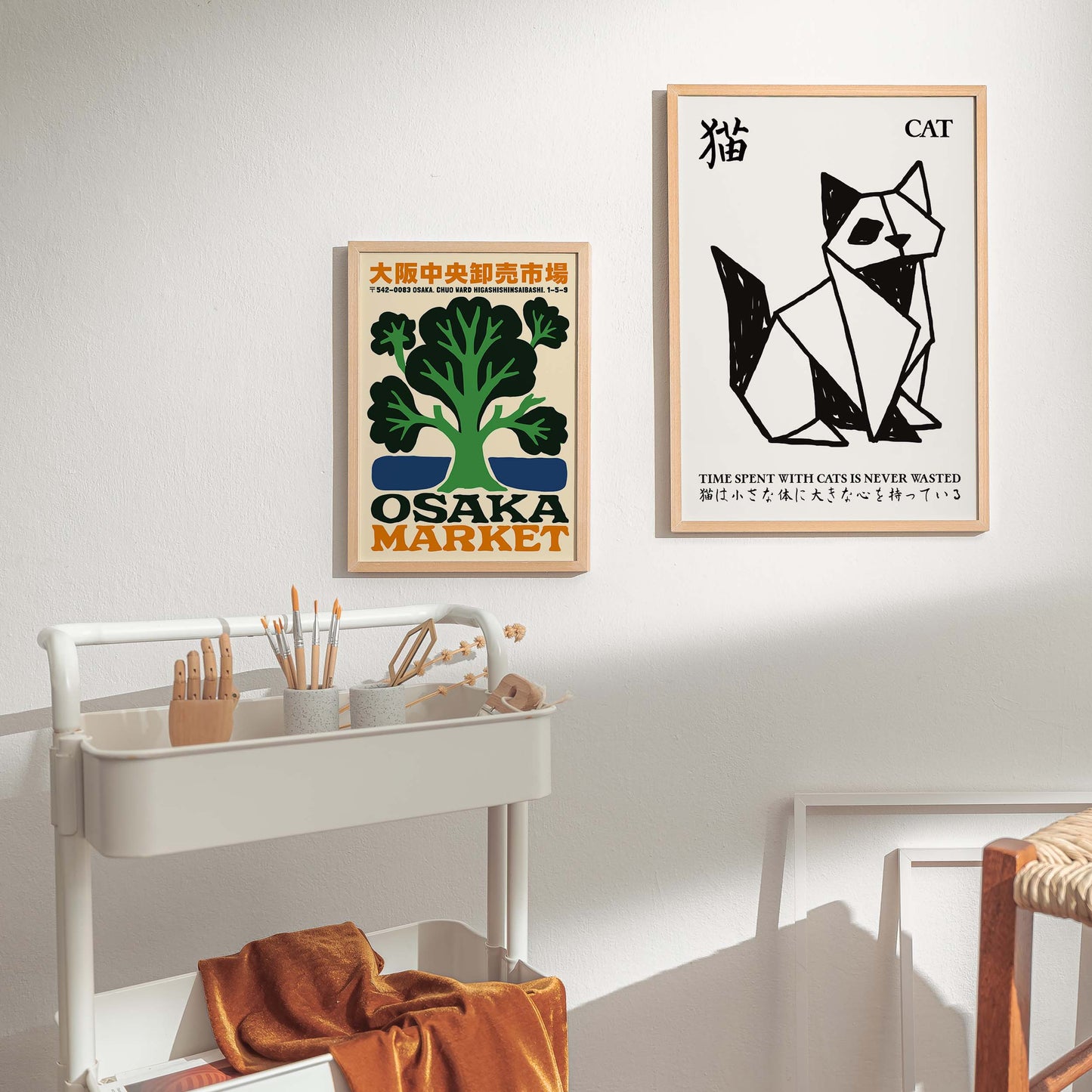 Minimal Cat Line Wall Print