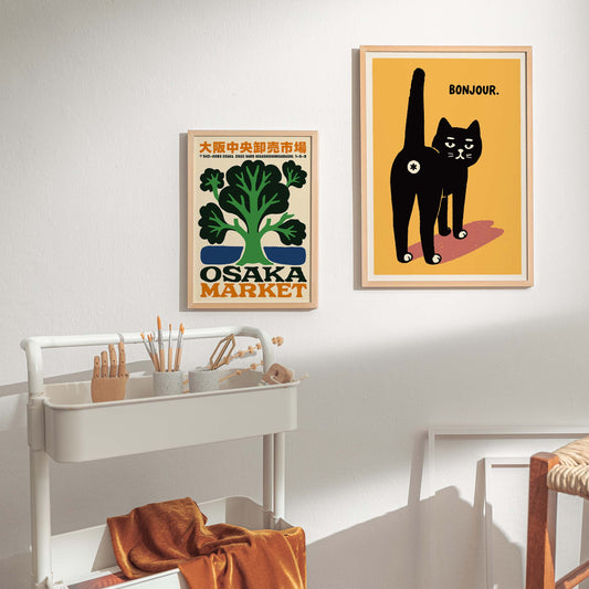 Bonjour Black Cat Poster