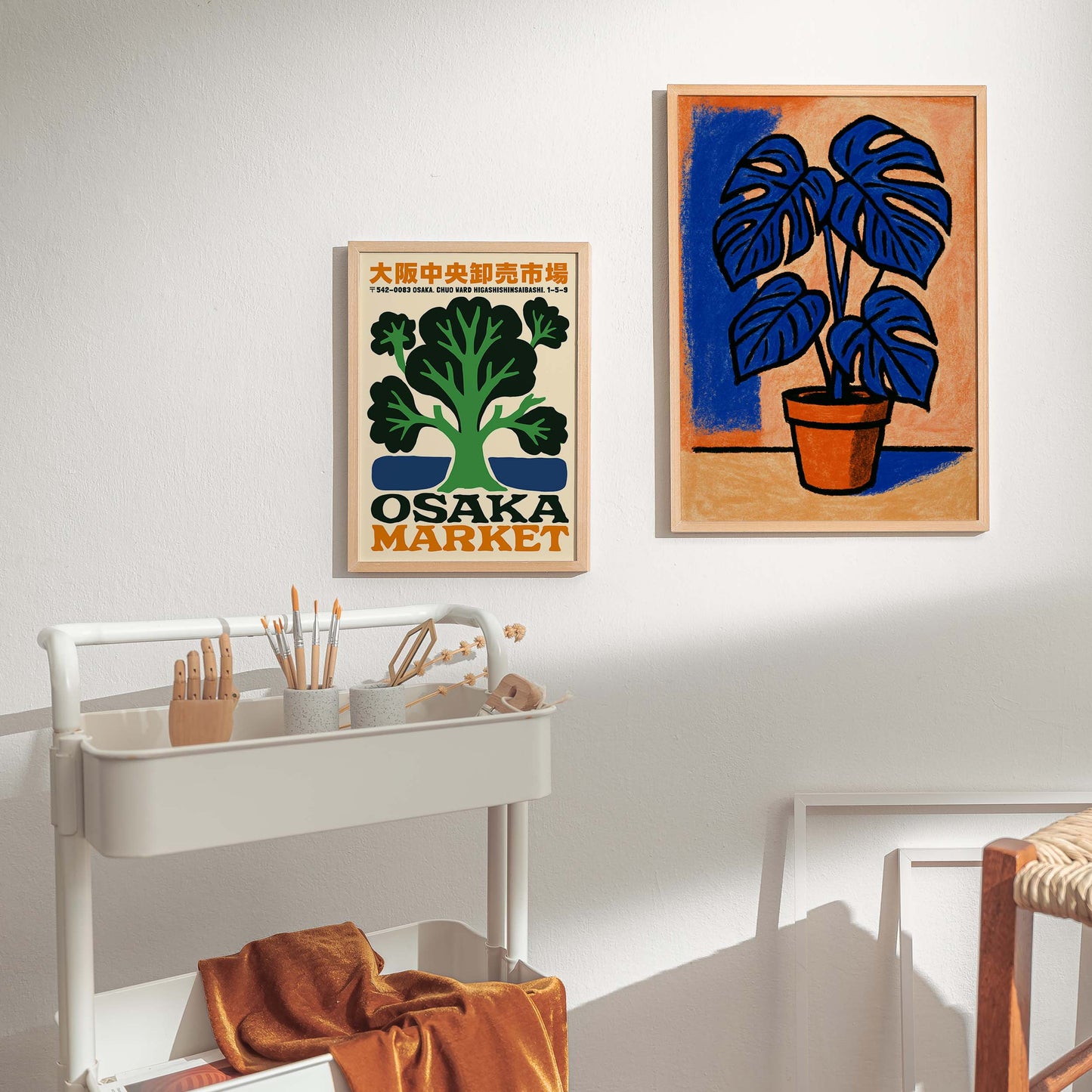 Blue Monstera Plant Wall Art Print