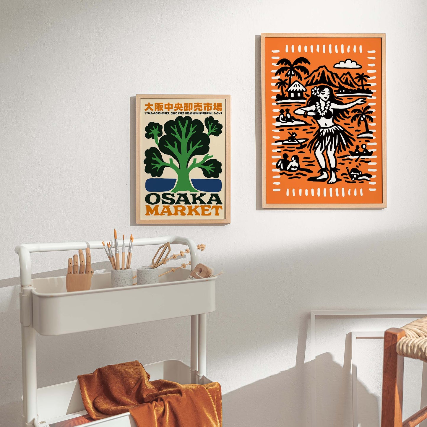 Hula Girl Sketch Tropical Poster