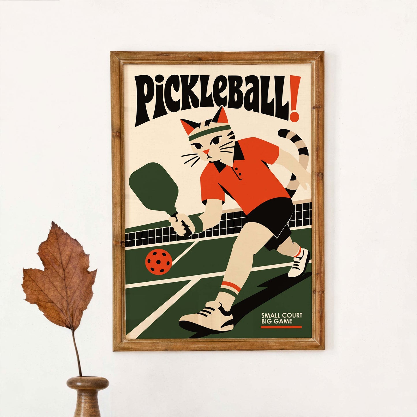 Pickleball Cat Wall Art Game Room Print