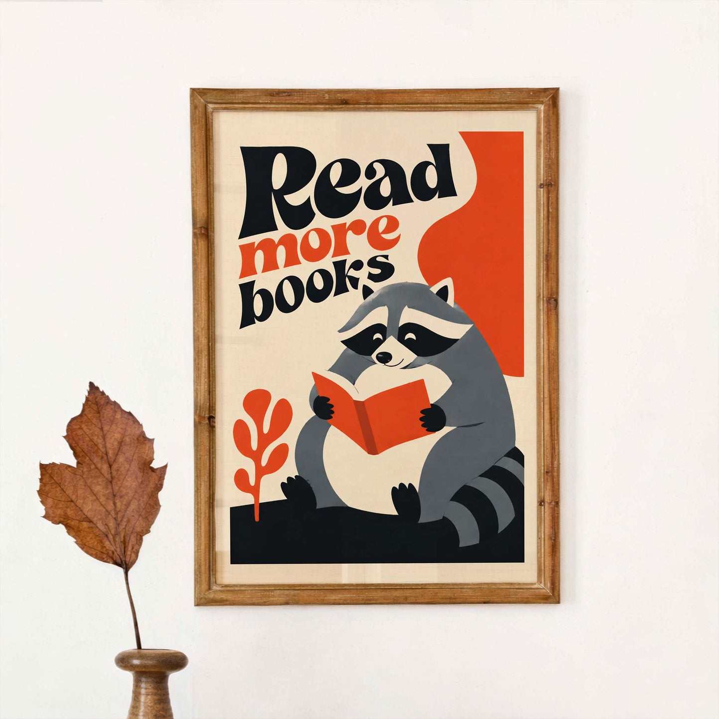 Cute Raccoon Reading Books Print