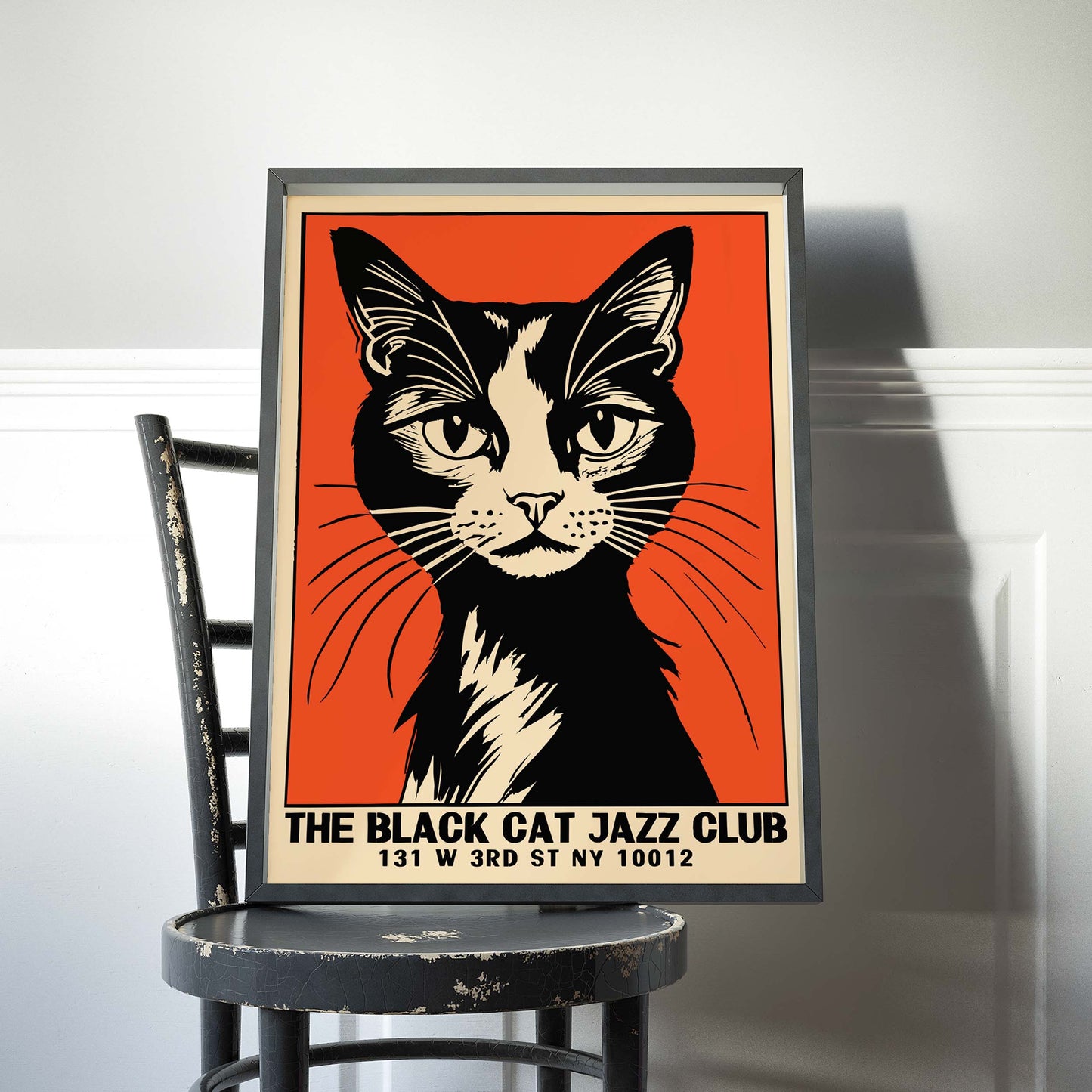 Vintage Black Cat Jazz Club Poster