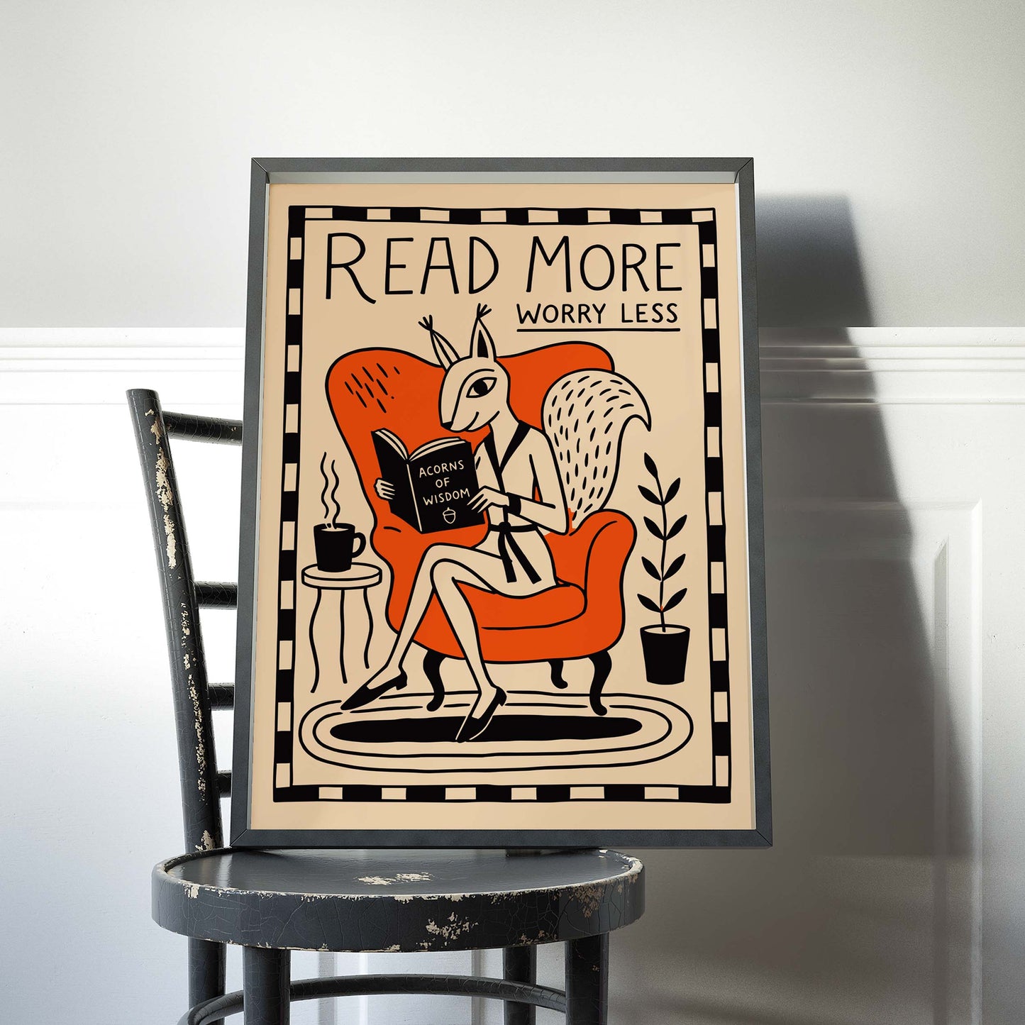 Reading Squirrel Motivation Print