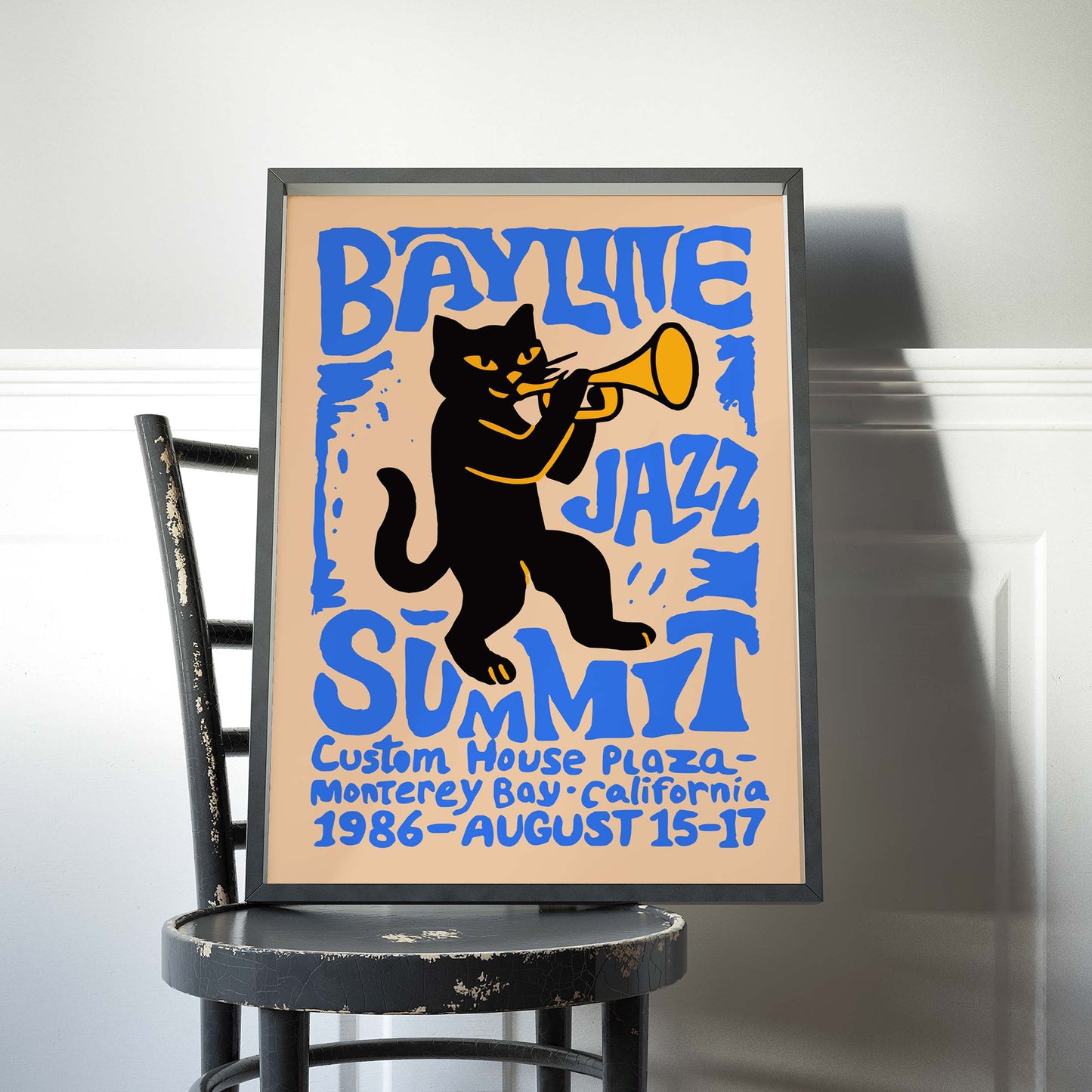 Monterey Bay Jazz Cat Retro Festival Print