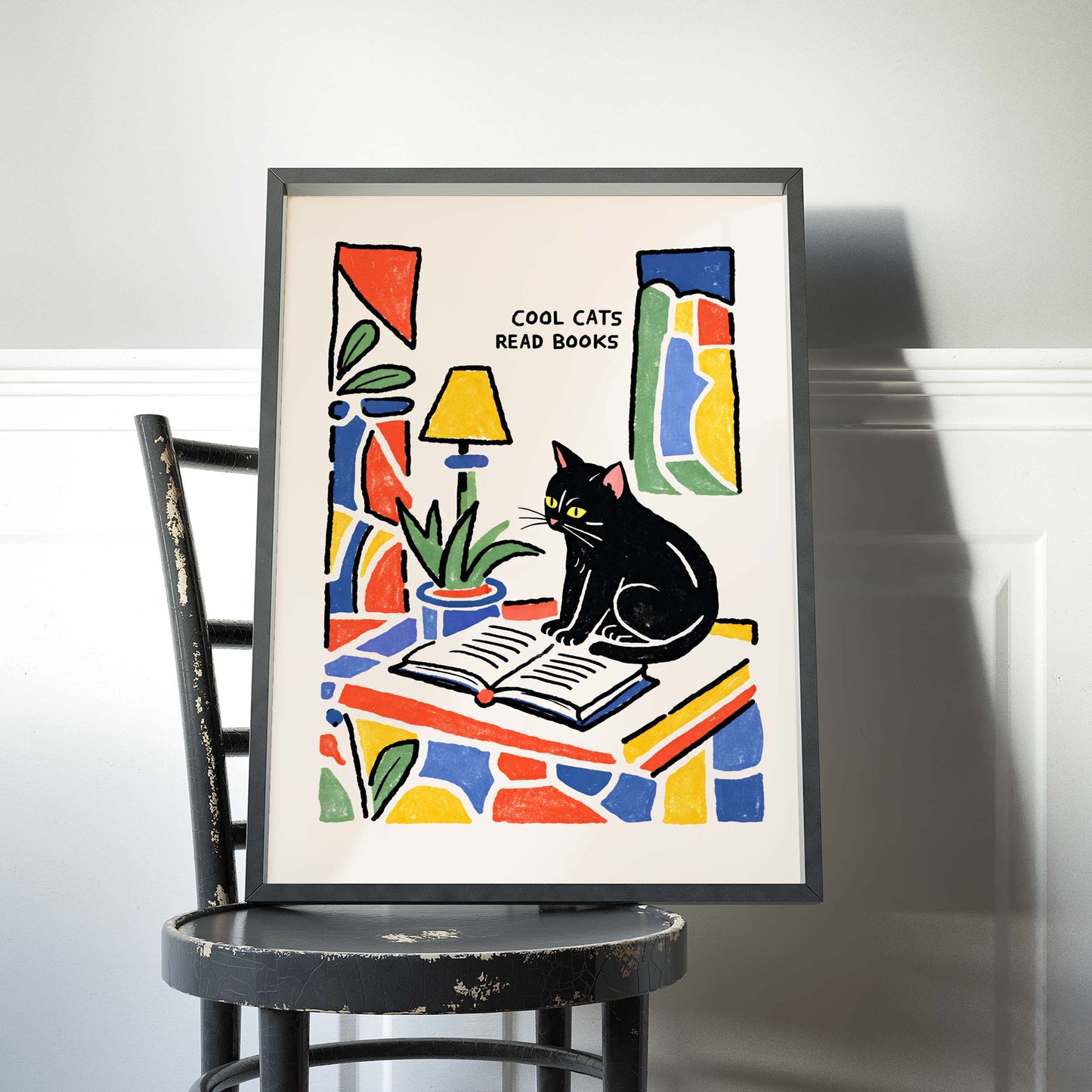 Cool Cats Read Books Wall Art