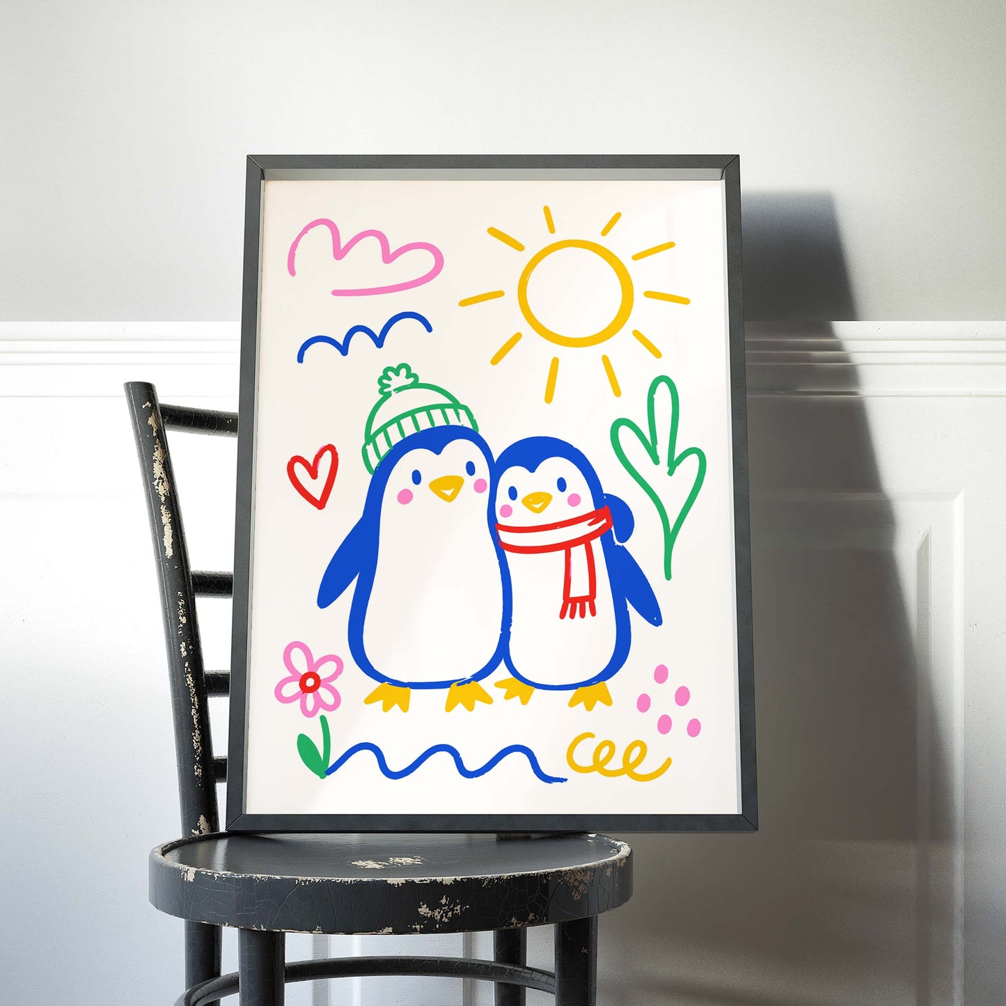 Penguin Couple Nursery Wall Art