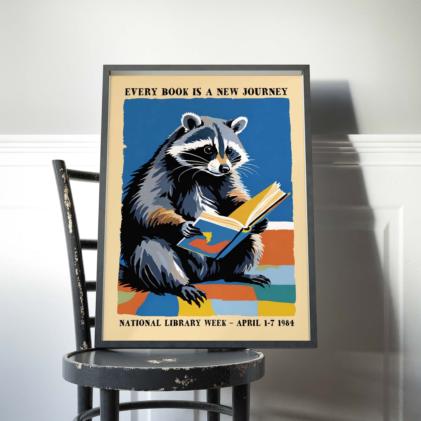 Reading Raccoon Library Poster