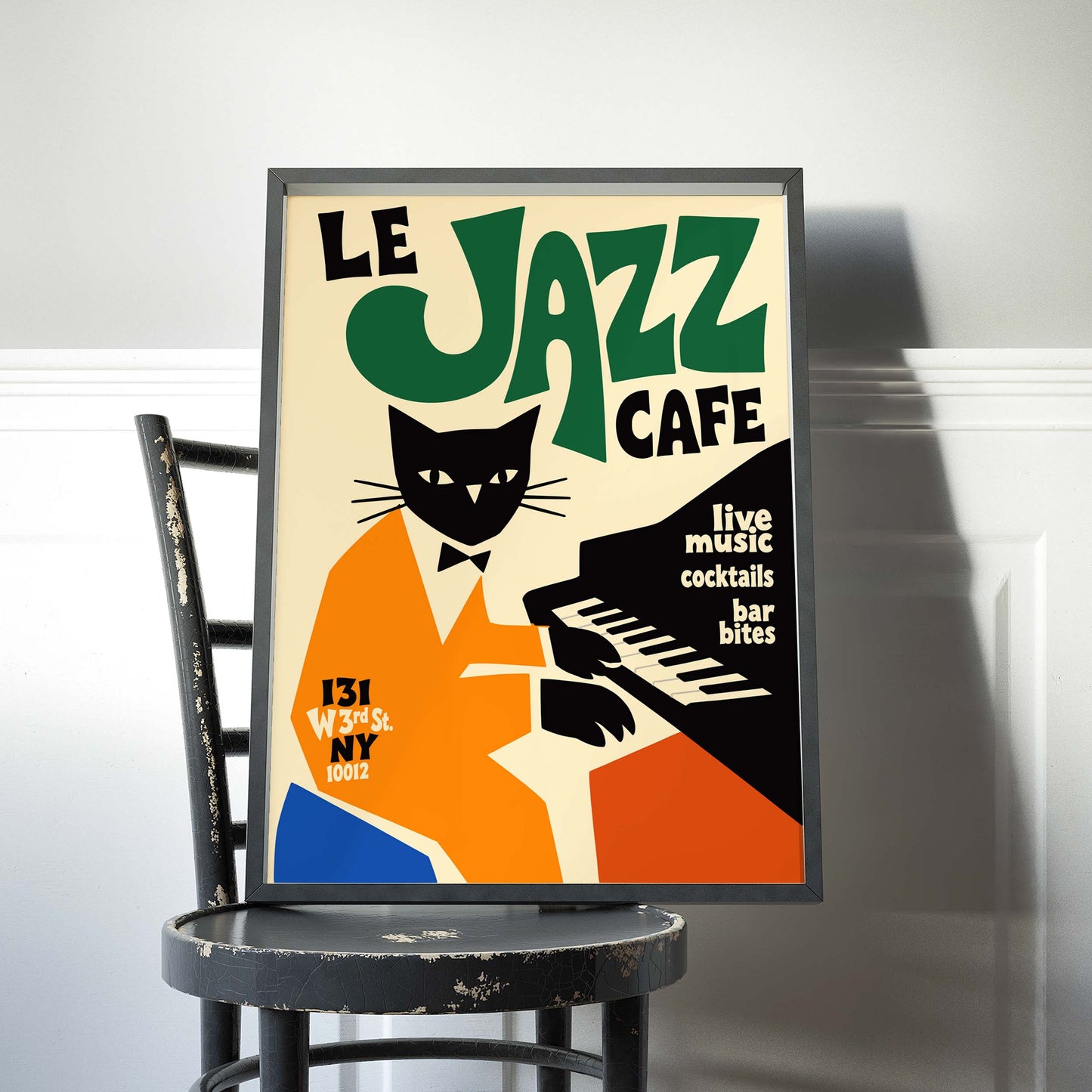 Le Jazz Café Cat Piano Vintage Poster