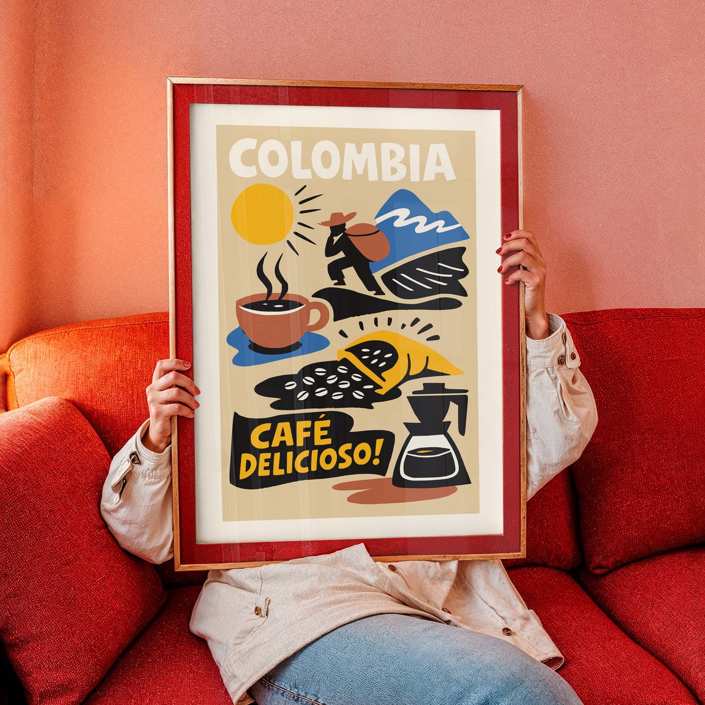 Colombia Coffee Travel Poster Print