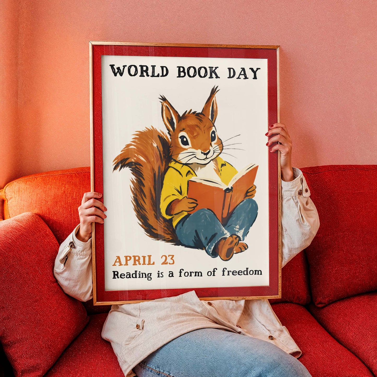 World Book Day Squirrel Reading Print
