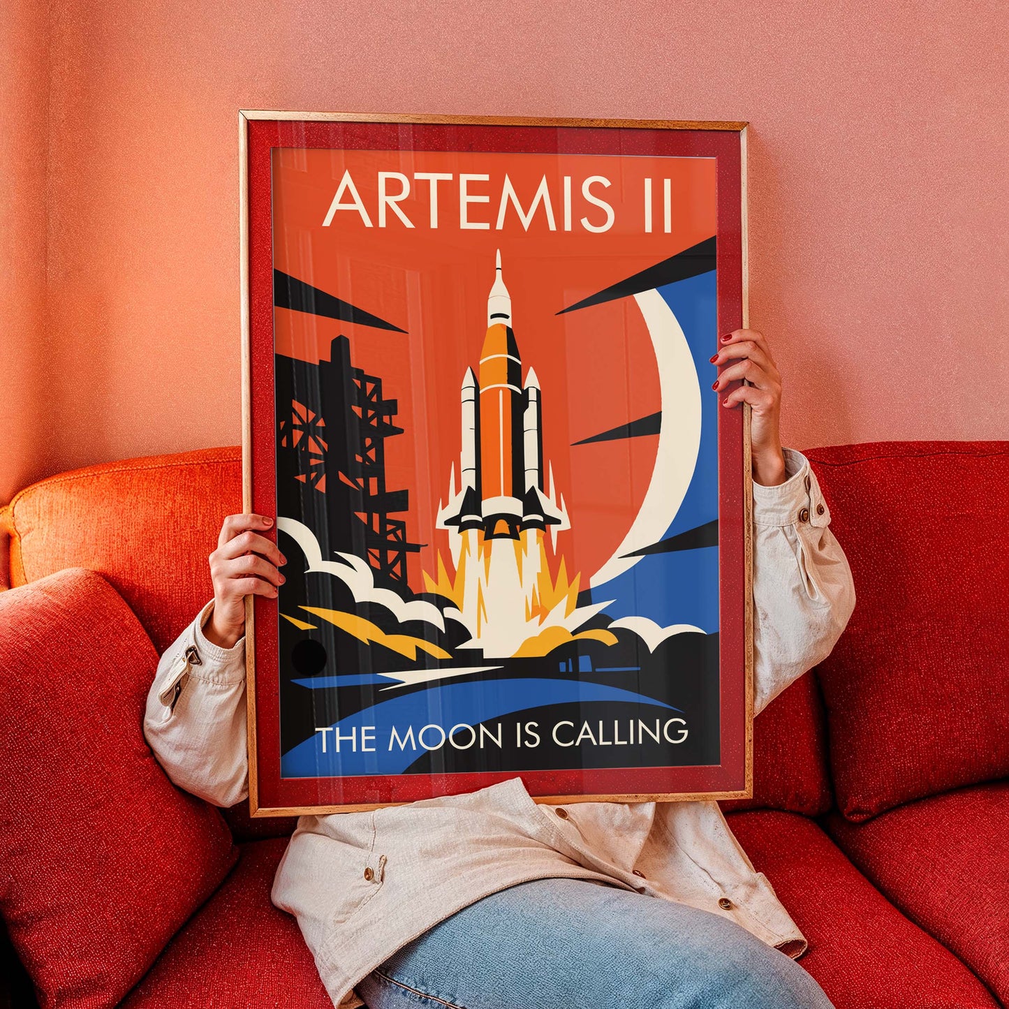 Artemis II Moon Rocket Poster Print