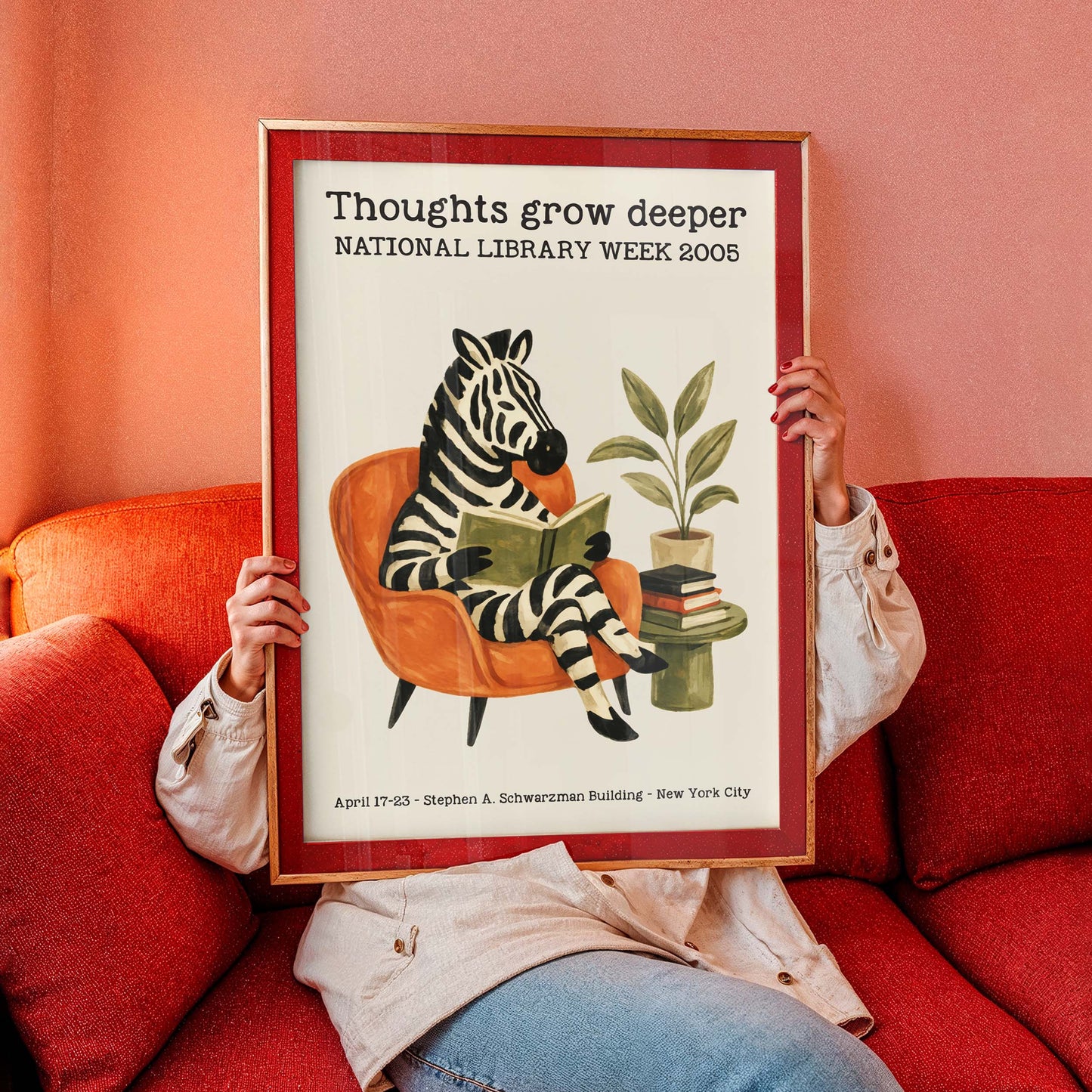National Library Week Zebra Reading Poster